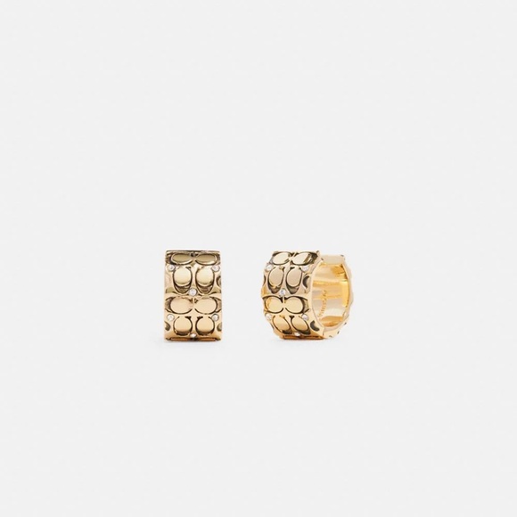 Coach Jewelry - Coach Gold Quilted Signature Huggie Earrings